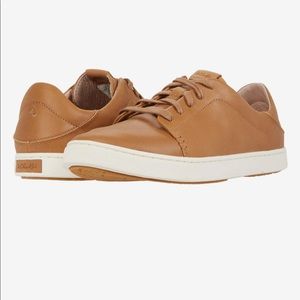 NWT Olukai Womens Pehuea Li Ili Tan Leather Sneakers Size 9